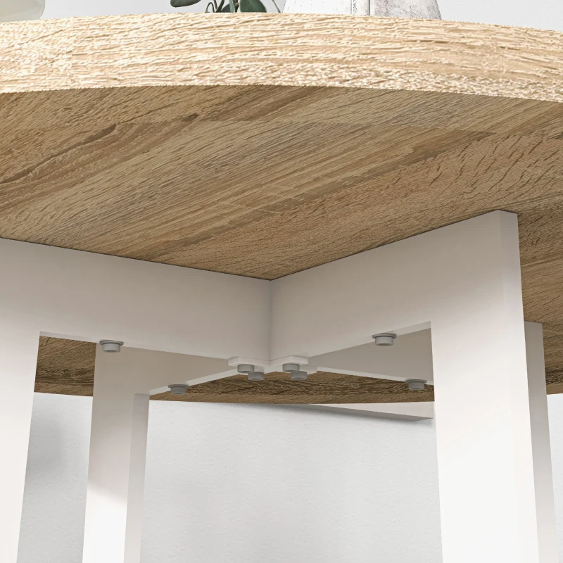 HOMCOM Table à manger ronde pour 4 personnes table de cuisine design moderne avec plateau effet bois et base en acier croisé