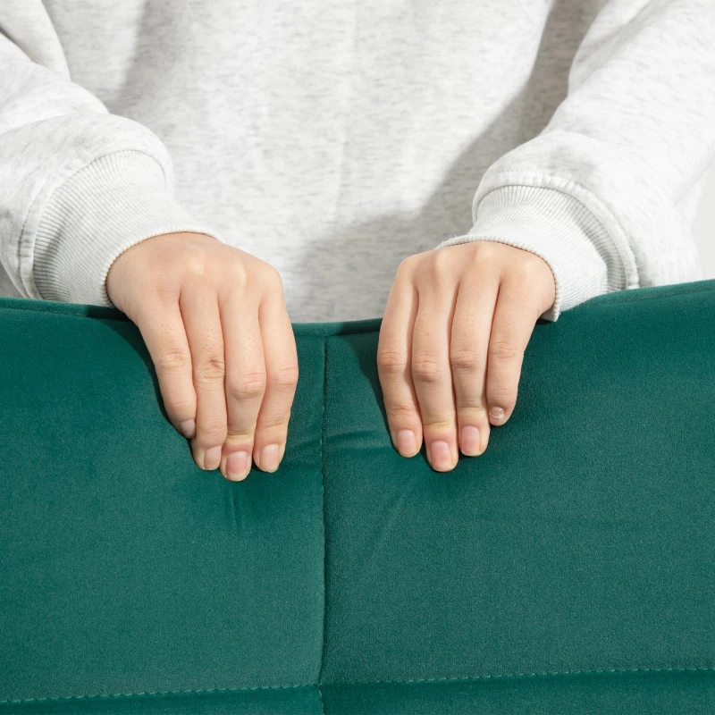 HOMCOM Fauteuil à bascule rocking chair revêtement en velous structure en acier 71 x 98 x 101 cm Vert