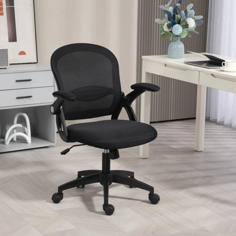 Vinsetto Sedia da Ufficio Ergonomica con Schienale a Rete e Altezza Regolabile, 65.5x61.5x88-97.5cm, Nero