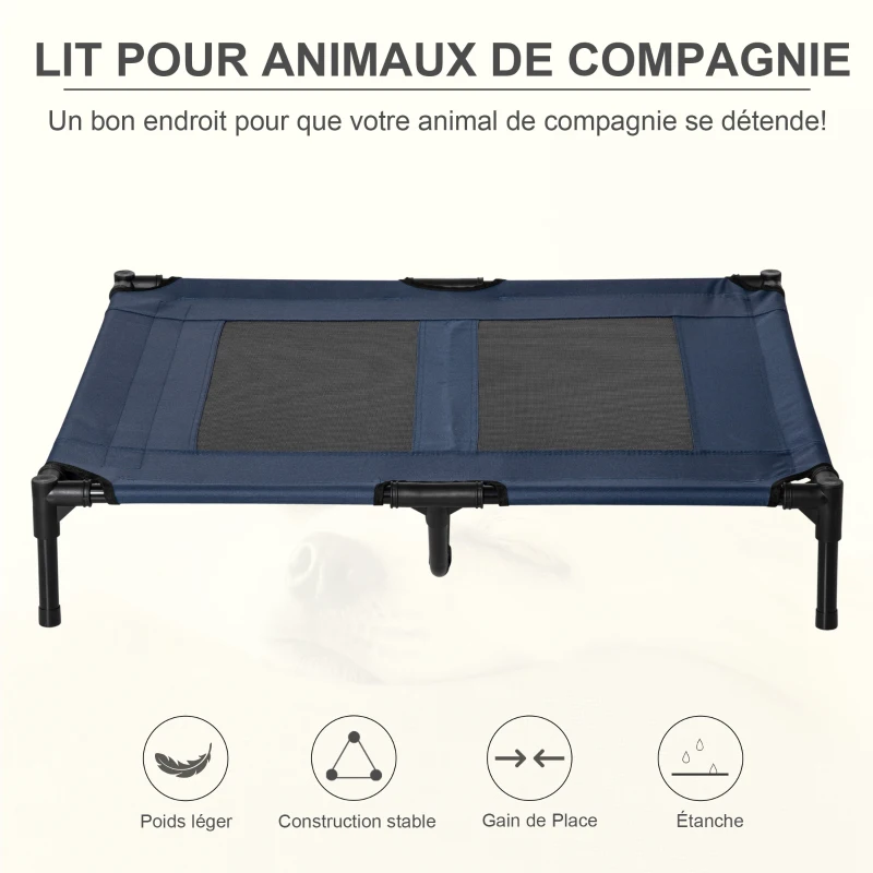 PawHut Lit sur pieds lit pour chien chat lit de camp lit surélevé aniamux tissu Oxford textilène micro-perforé acier