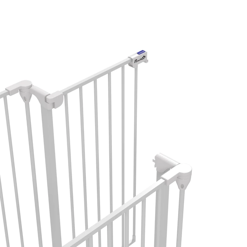 PawHut Barrière pour chien en acier à 3 panneaux pliante double verrouillage et porte intégrée pour porte et escalier blanc