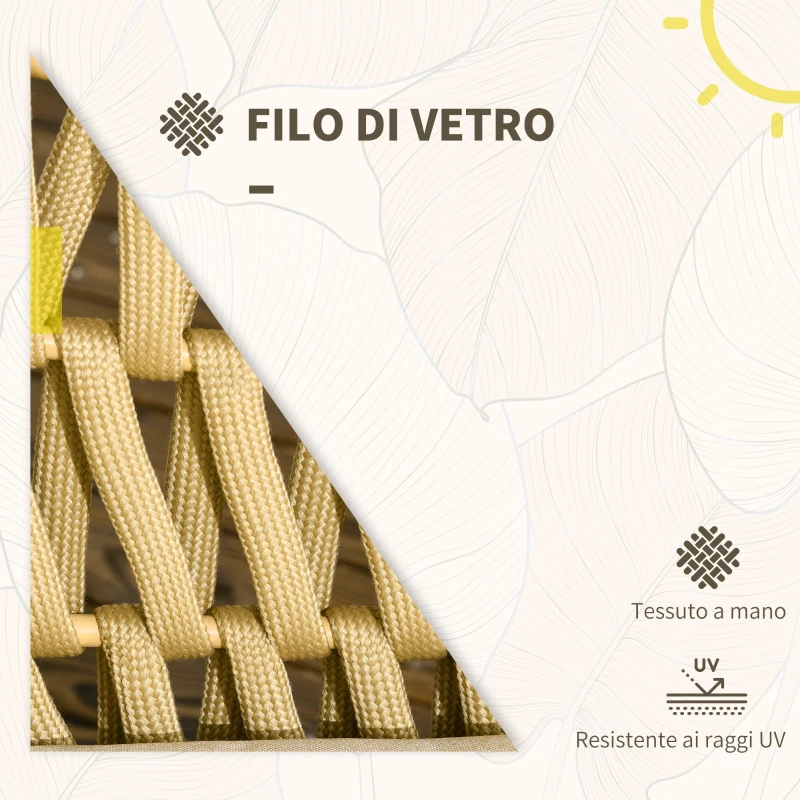 Outsunny Salotto da Esterno con Divano 2 Posti, 2 Poltrone con Cuscini e Tavolino in Vetro