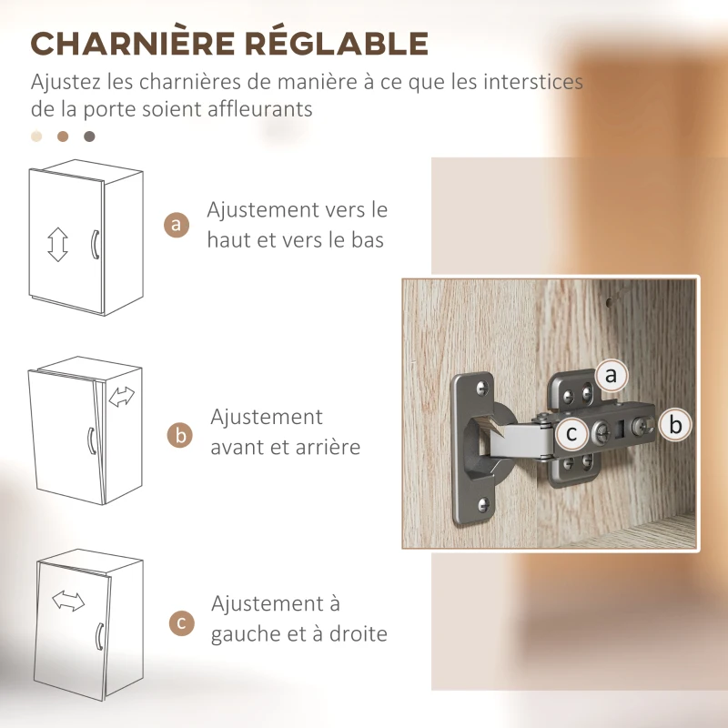 HOMCOM Armoire de cuisine multi-rangements avec tiroir 2 placards étagères réglables hauteur 178 cm noir et bois naturel