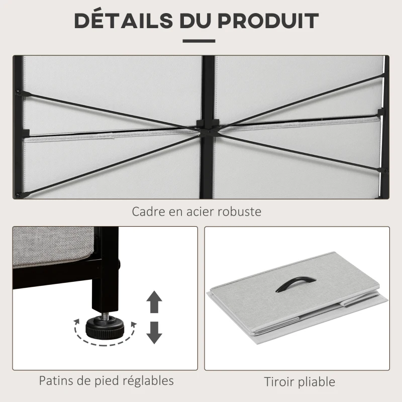 HOMCOM Commode à 8 tiroirs en tissu non tissé meuble de rangement tiroir pliant - structure acier 80 x 30 x 81,5 cm noir