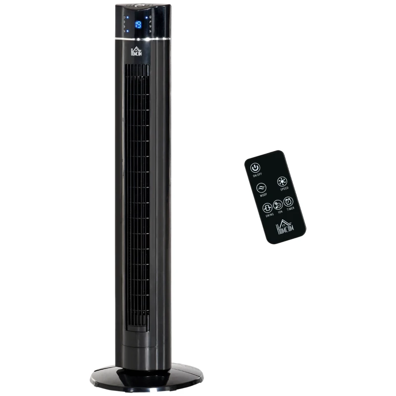 HOMCOM Ventilatore a Colonna 60W con 3 Velocità, 3 Modalità e Timer 8h, in ABS, Ø32x106.8 cm, Nero