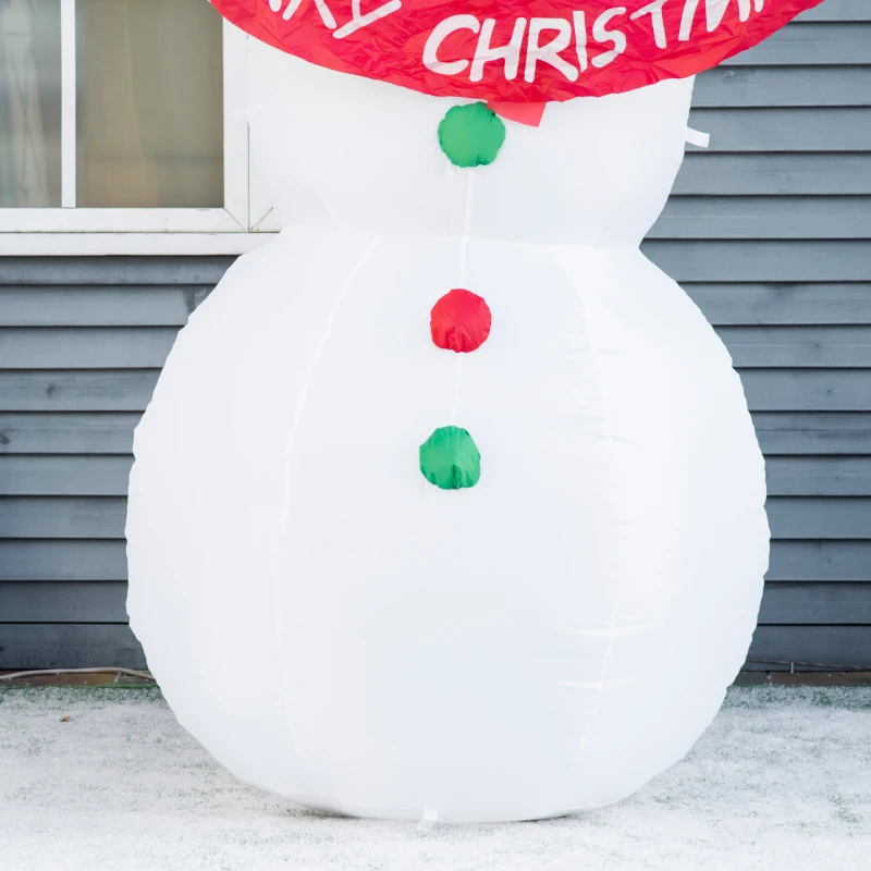 HOMCOM Pupazzo di Neve Gonfiabile Gigante Alto 243cm con Luci a LED Decorazione da Esterno o Giardino