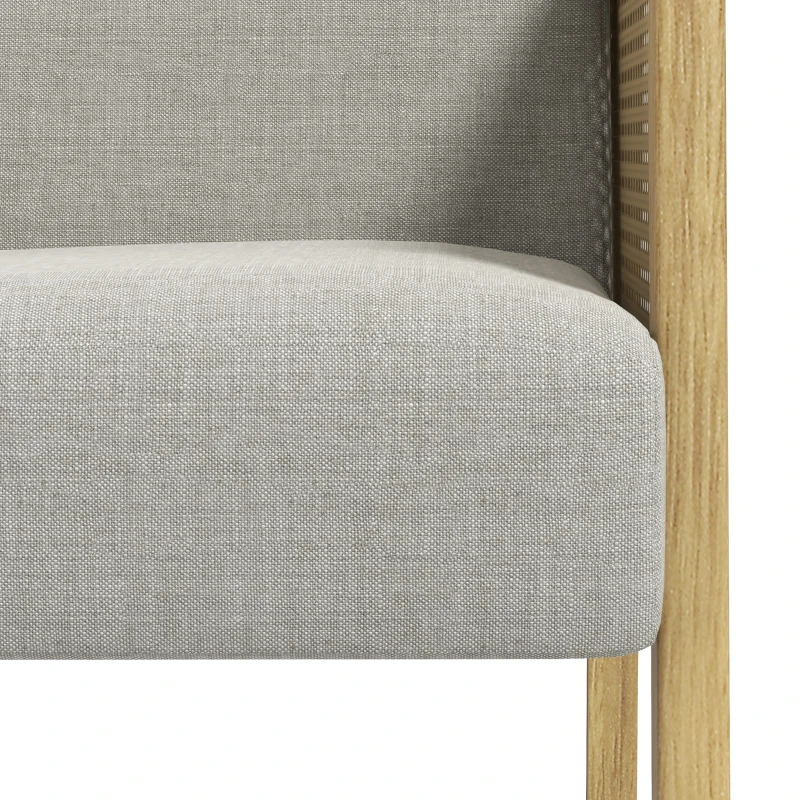 HOMCOM Poltroncina stile Boho da Salotto e Camera in Poliestere con Braccioli in Legno, 65.5x72x78 cm, Grigio