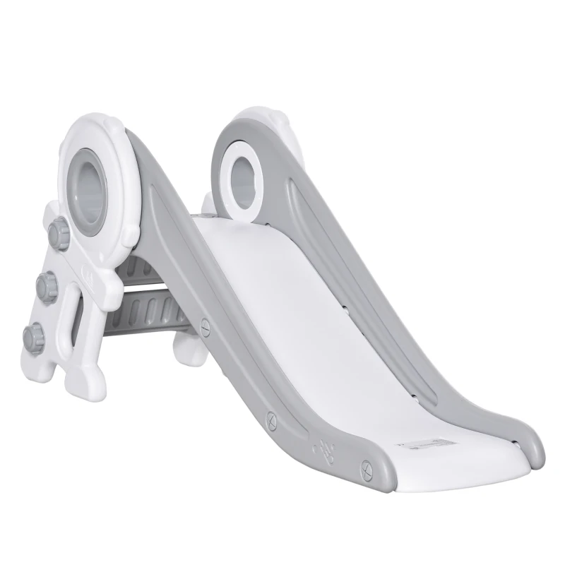 HOMCOM Folding Kids Slide Freestanding Slider for Toddler Climber Indoor Outdoor Playset Exercise Toy Activity Center for 1-3 Years, Cartoon Astronaut Shaped Grey