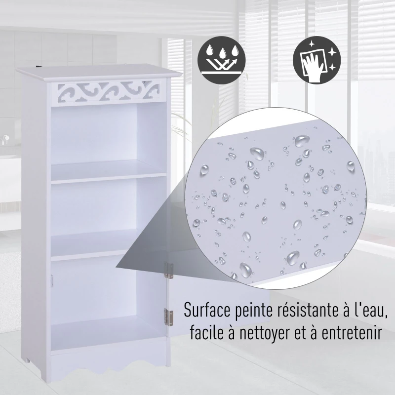 HOMCOM Meuble bas de salle de bain moderne 40L x 23l x 80H cm blanc
