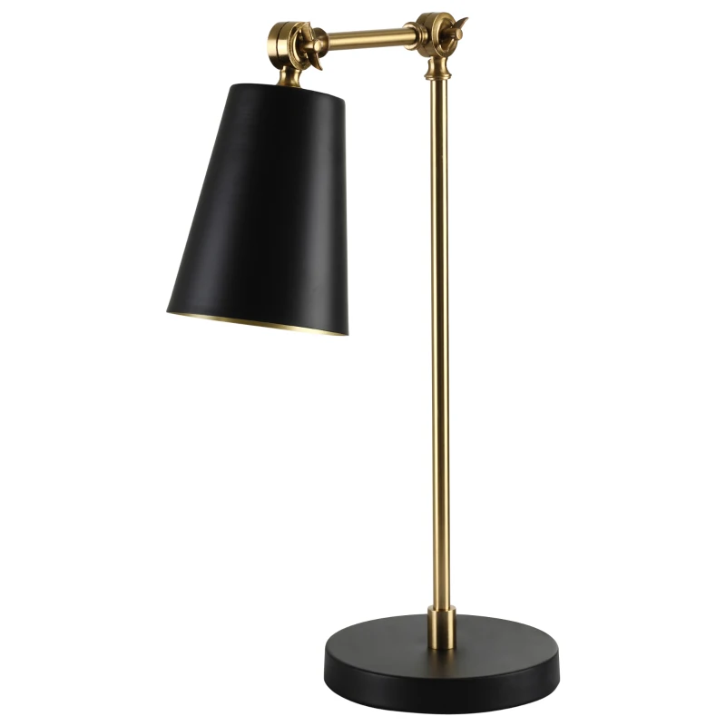 HOMCOM Lampe de table lampe de chevet style industriel angle réglable à 180° en métal pour salon chambre salle à manger bureau noir et or