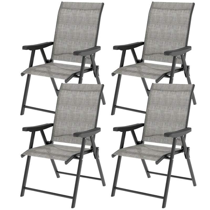Outsunny Set of Four Folding Outdoor Chairs - Black/Grey