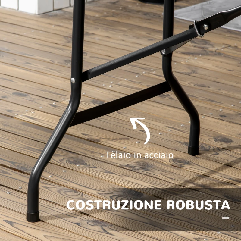 Outsunny Tavolo da Giardino Pieghevole per 6 Persone in Acciaio e HDPE, 180x75.5x73cm, Grigio Scuro