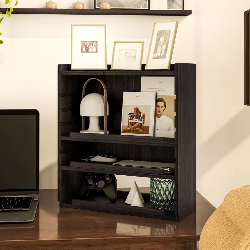 HOMCOM Four-Tier Desktop Organiser - Dark Brown