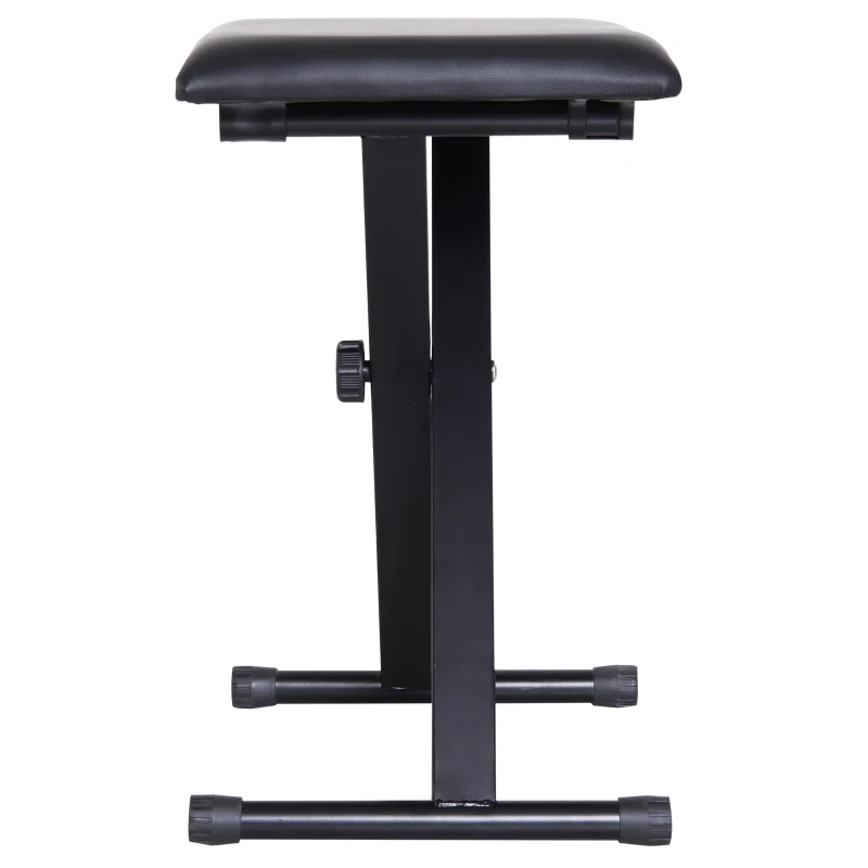 HOMCOM Panca per Pianoforte Imbottita Altezza Regolabile Pieghevole Antiscivolo, Nero, 39x29x47cm