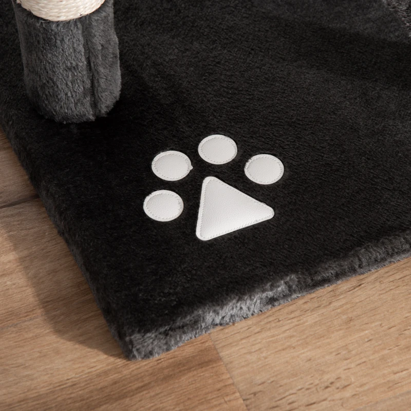 PawHut Árbol para Gatos de Suelo a Techo de 240-260 cm con Altura Ajustable Múltiples Plataformas Cuevas Cestos y Rampas Gris