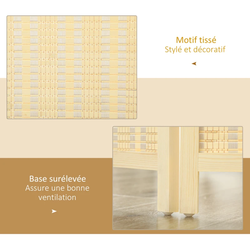 HOMCOM Paravent en bois séparateur de pièce closion de séparation pliable 3 panneaux 135 x 180 cm bois naturel