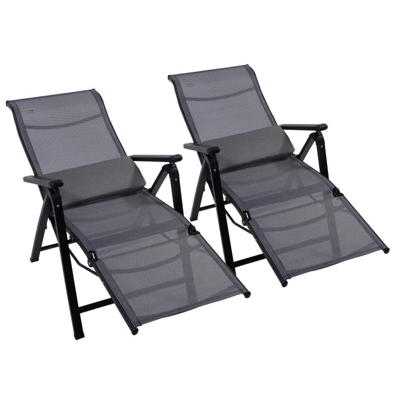 Outsunny Sdraio da Giardino Zero Gravity Set 2 Pz, Regolabile su 9 Livelli, con Cuscini, 65x70x111cm, Grigio