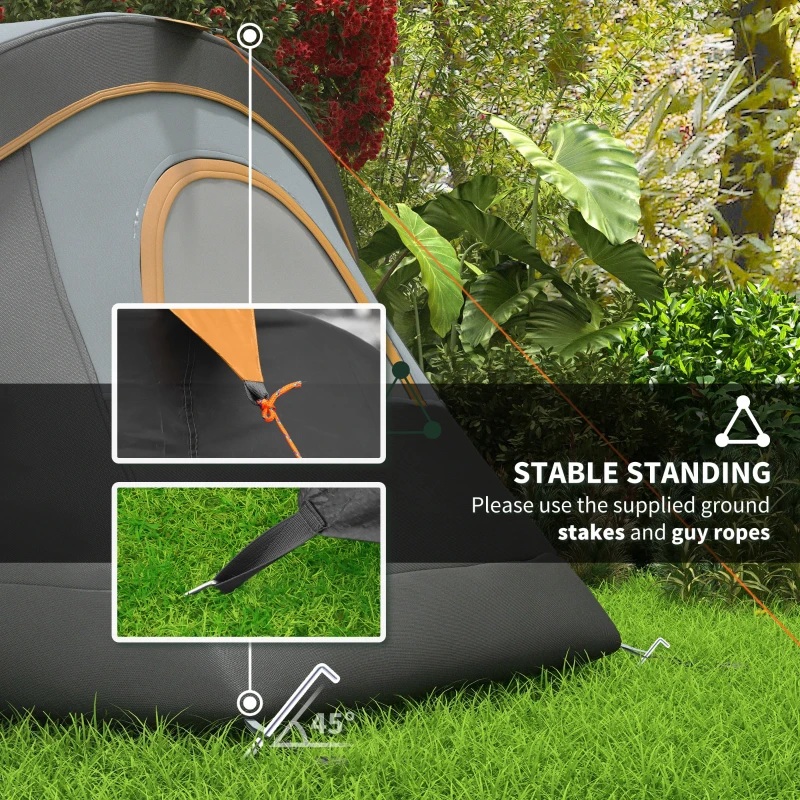 Outsunny 5-6 Man Dome Camping Tent - Light Grey and Black