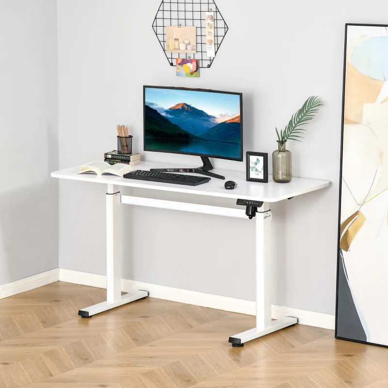 Vinsetto Electric Height Adjustable Standing Desk Sit Stand Desk with Large Desktop, Motor, Stand up Desk for Home Office, White