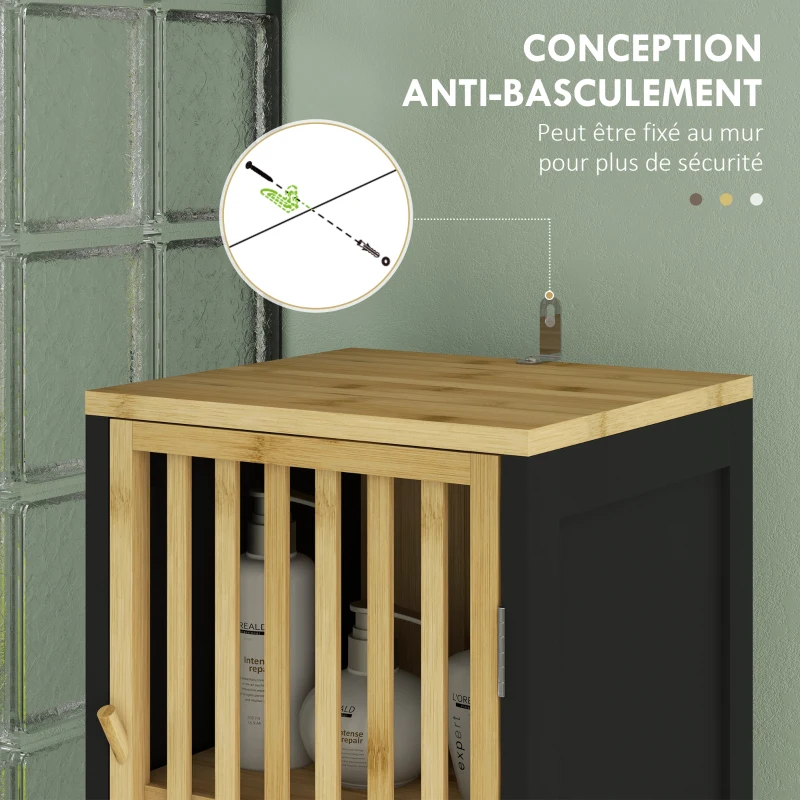 HOMCOM Meuble Colonne Rangement Salle de Bain bicolore dim. 30L x 32l x 172H cm 2 placards avec étagère réglable + 2 niches