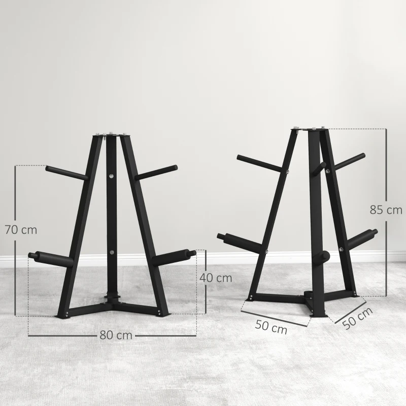 SPORTNOW Support de poids pour plaques, barres et haltères -  rack de rangement pour plaques de poids capacité max. 300 kg