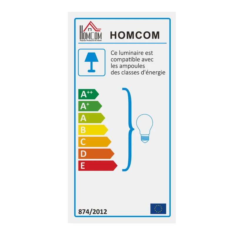HOMCOM Lampadaire design industriel 3 ampoules max. 40 W abat-jour cage métal noir