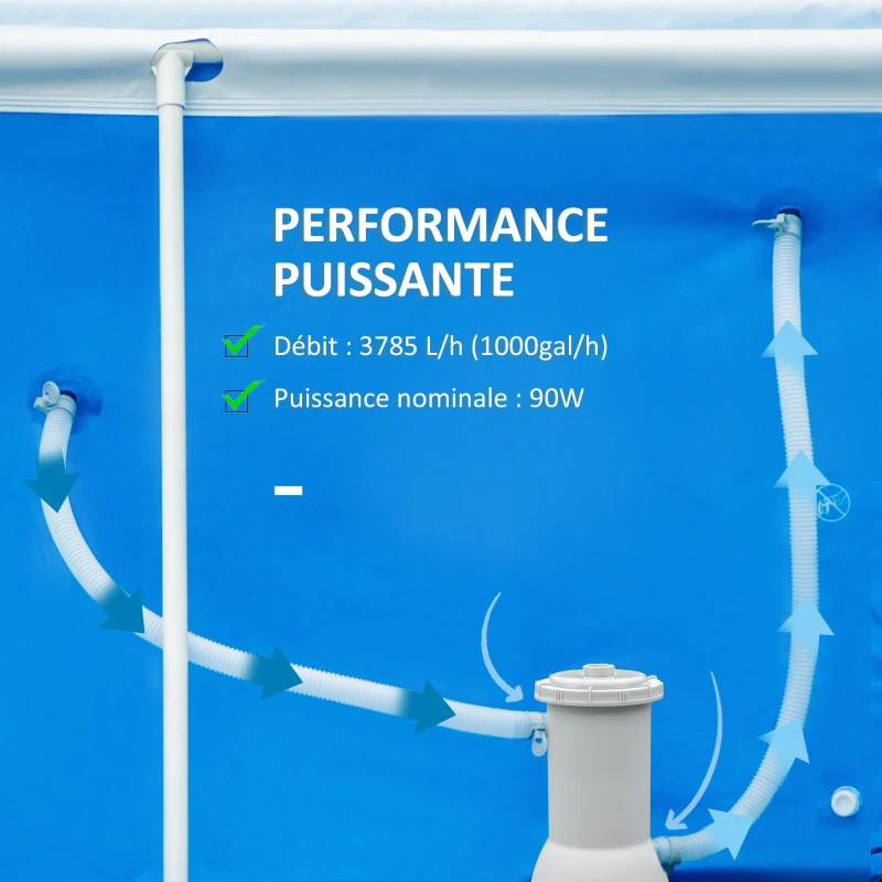 Outsunny Pompe de filtration épurateur à cartouche pour piscine hors sol 3785 L/h 90 W