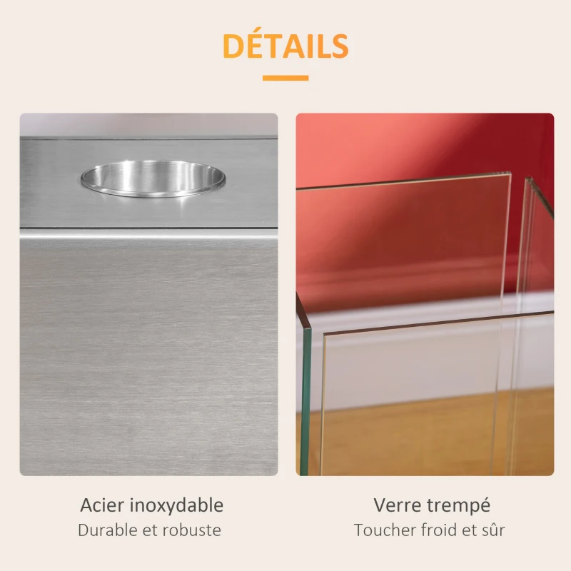 HOMCOM Cheminée éthanol à Poser Cheminée Portable à table avec réservoir 0,4 L Couverture 15 m² - dim. 25L x 25l x 60H cm