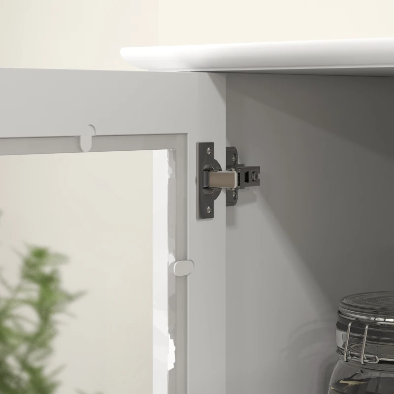 HOMCOM Alacena de Cocina Despensa Armario de Cocina con 2 Puertas de Vidrio Templado Cajón 61x35x168,5 cm Blanco(m-9)
