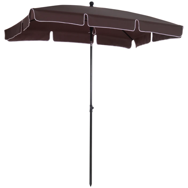 Outsunny Parasol de jardin Parasol droit rectangulaire inclinable alu métal polyester haute densité 2 x 1,3 m chocolat