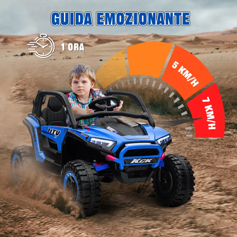 AIYAPLAY Macchina Elettrica per Bambini 3-8 Anni 24V con Guida Manuale e Telecomando, Velocità 5-7km/h, Blu