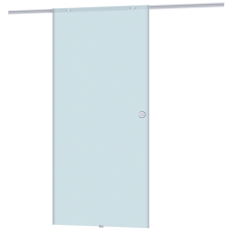 HOMCOM Porte Scorrevoli in Vetro Satinato da Interni con Binario B3 in Alluminio per Bagno Cucina Studio 205x90x0,8cm