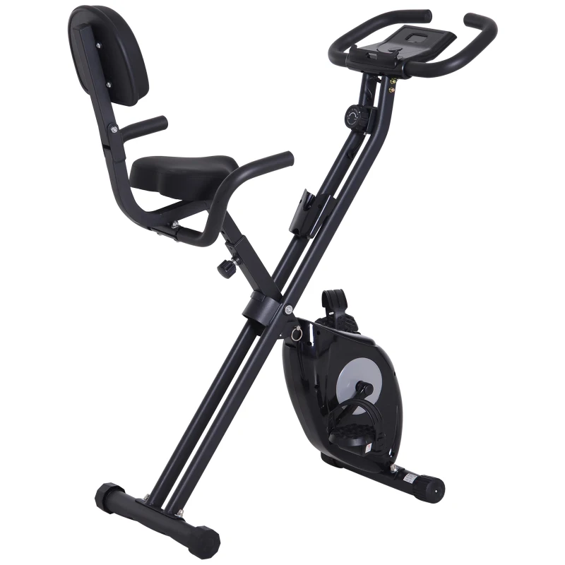 HOMCOM Vélo d'appartement pliant grand confort dossier selle réglable poignées ergonomiques écran LCD multifonction acier noir
