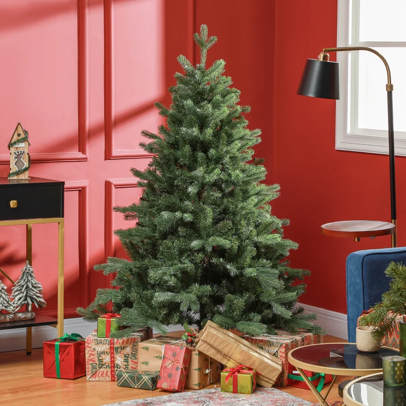 HOMCOM Albero di Natale Artificiale 150 cm con 847 Rami e Base in Metallo Pieghevole, Verde