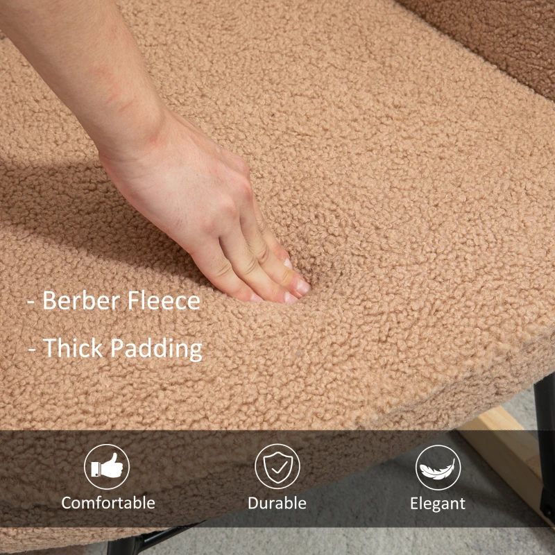 HOMCOM Soft Fleecey Rocking Wingback Chair - Light Brown