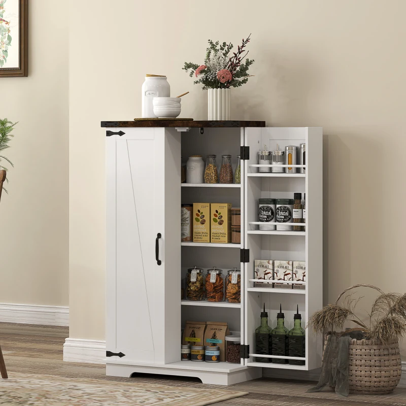 HOMCOM Multi-Storage Farmhouse Style Cabinet - White