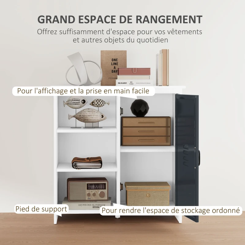 HOMCOM Buffet - Meuble de Rangement sur pied 3 niches Placard - en Bois et Porte métal Gris