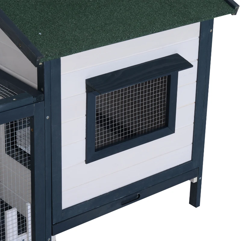 PawHut Wooden Rabbit Hutch Small Pet House Guinea Pig Hen Chicken Coop Poultry Wood Cage Pen w/ Run Fence Ramp