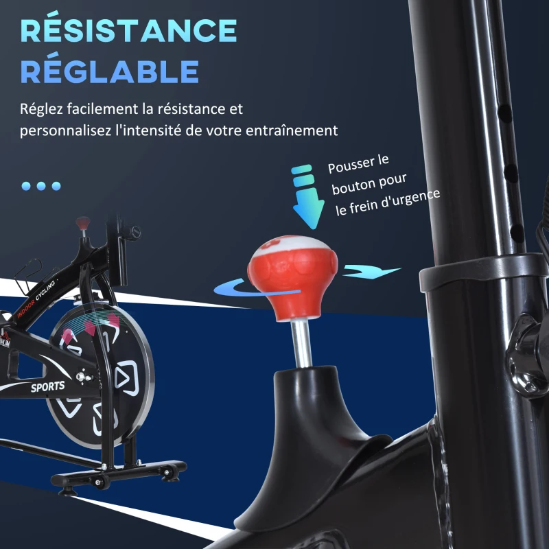 HOMCOM Vélo d'appartement vélo de fitness velo d'intérieur avec écran LCD multifonctions vélo biking cardio-training selle et guidon réglables acier noir