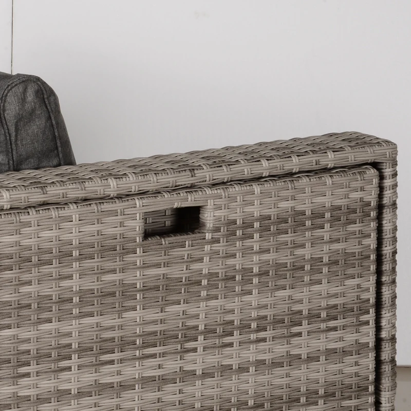 Outsunny Salotto da Esterno in Rattan PE da 8 Pezzi, Set Mobili da Giardino Salvaspazio con Poltrone, Tavolini e Sgabelli, Grigio