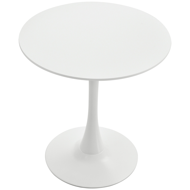 HOMCOM Tavolo da Soggiorno Minimal Rotondo con Base in Metallo, Ø70 x 73 cm, Bianco