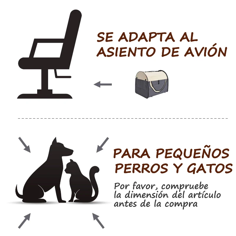 PawHut Transportin con Bolsa Transporte Perro Gato S (46 x 36 x 41) Mascotas Plegable Viaje Gris