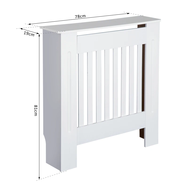 HOMCOM Slatted Radiator Cover Painted Cabinet MDF Lined Grill in White (78L x 19W x 81H cm)