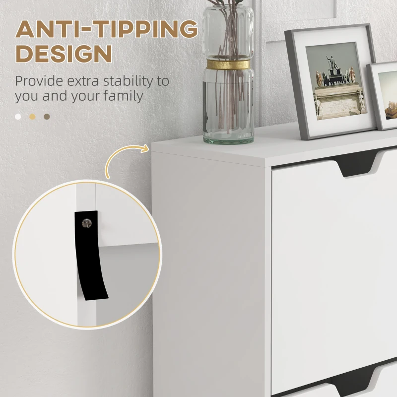 HOMCOM Shoe Storage Cabinet, 4 Flip Drawers, Shoe Organizer for 8-16 Pairs of Shoes, White