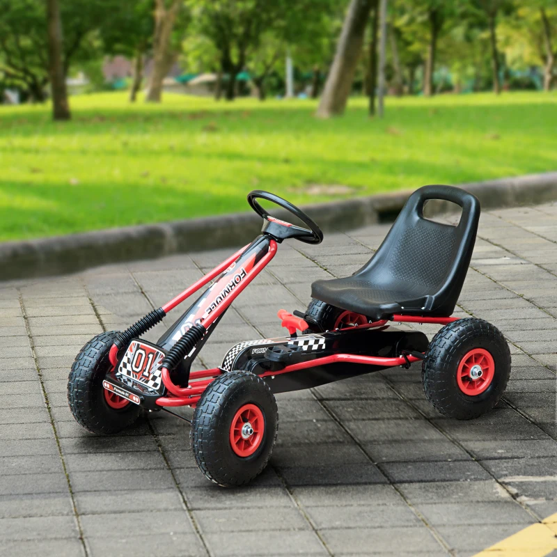 HOMCOM Kids Children Pedal Go Kart Cart Air Inflatable Tyres Motor Racing Style Suitable for 3 to 8 Years