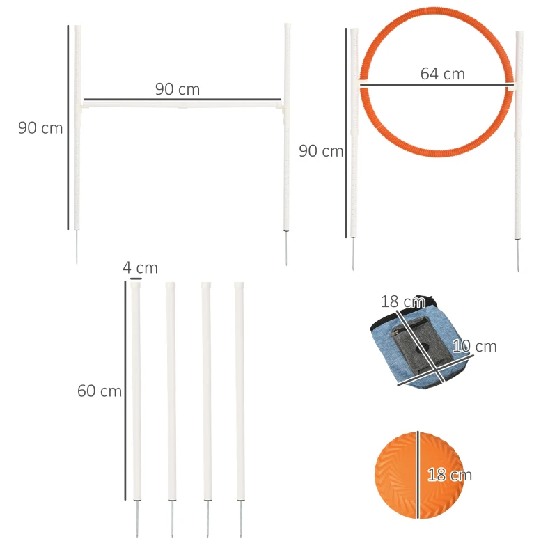 PawHut Dog Agility Training Equipment for Dogs with Carry Bag - Multicoloured