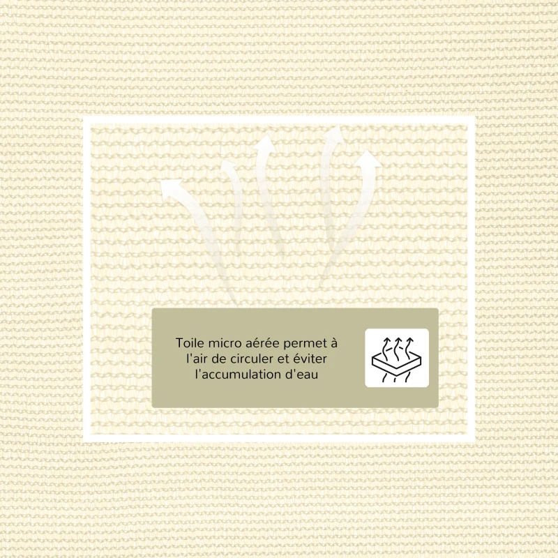 Outsunny Voile d'ombrage Triangulaire Grande Taille 3 x 3 x 3 m polyéthylène Haute densité résistant aux UV Coloris crème