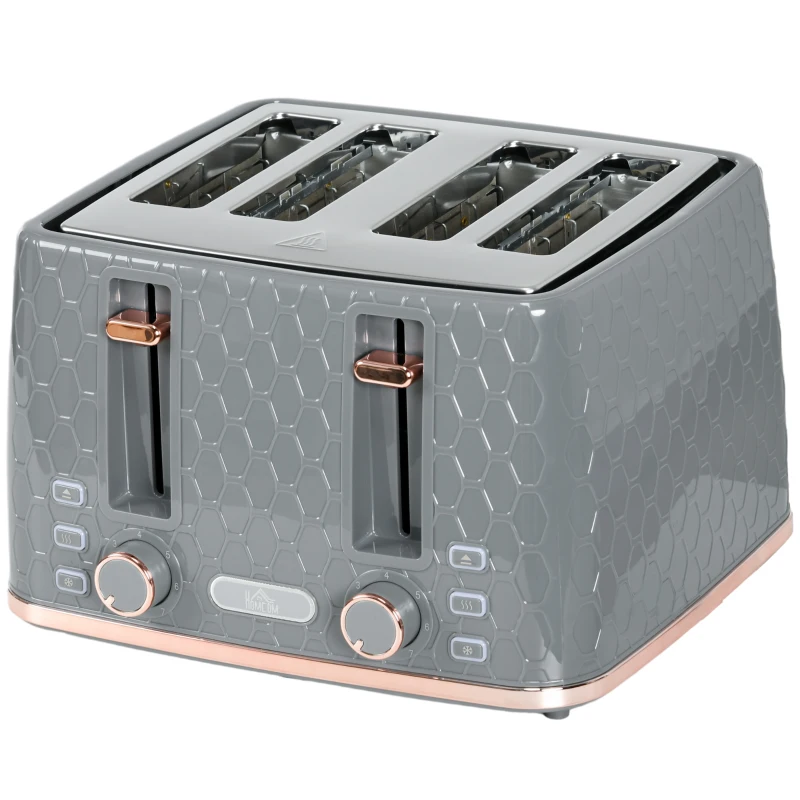 HOMCOM Four-Slice Honeycomb Toaster - Grey