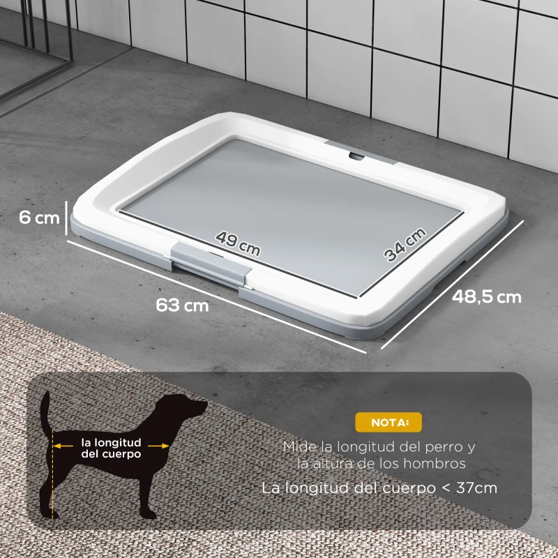 PawHut Inodoro para Perros con Bandeja para Entrenamiento de Cachorros en Exterior e Interior 63x48,5x6 cm Gris
