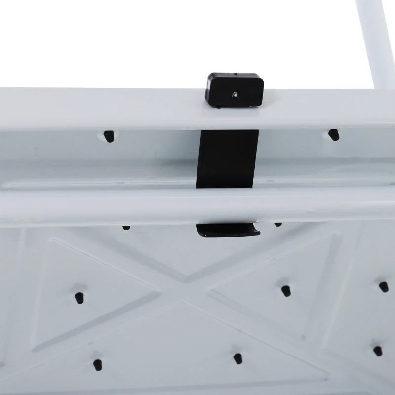 HOMCOM Escalera Plegable de 4 Peldaños Escalera de Tijera con Apoyabrazos y Portaherramientas 50x83x155 cm Blanco y Negro